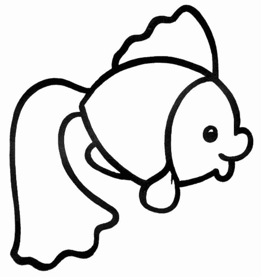 Desenho de Peixinho Dourado Fácil para Colorir e Pintar