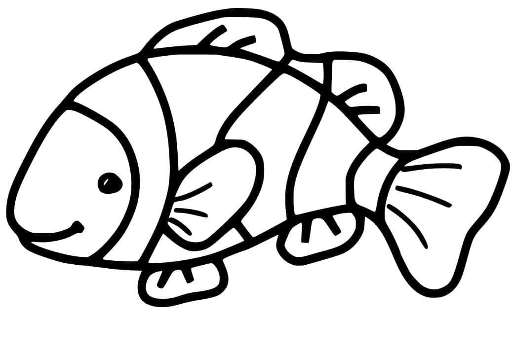 Desenho de Lindo Peixe Palhaço para Colorir e Pintar