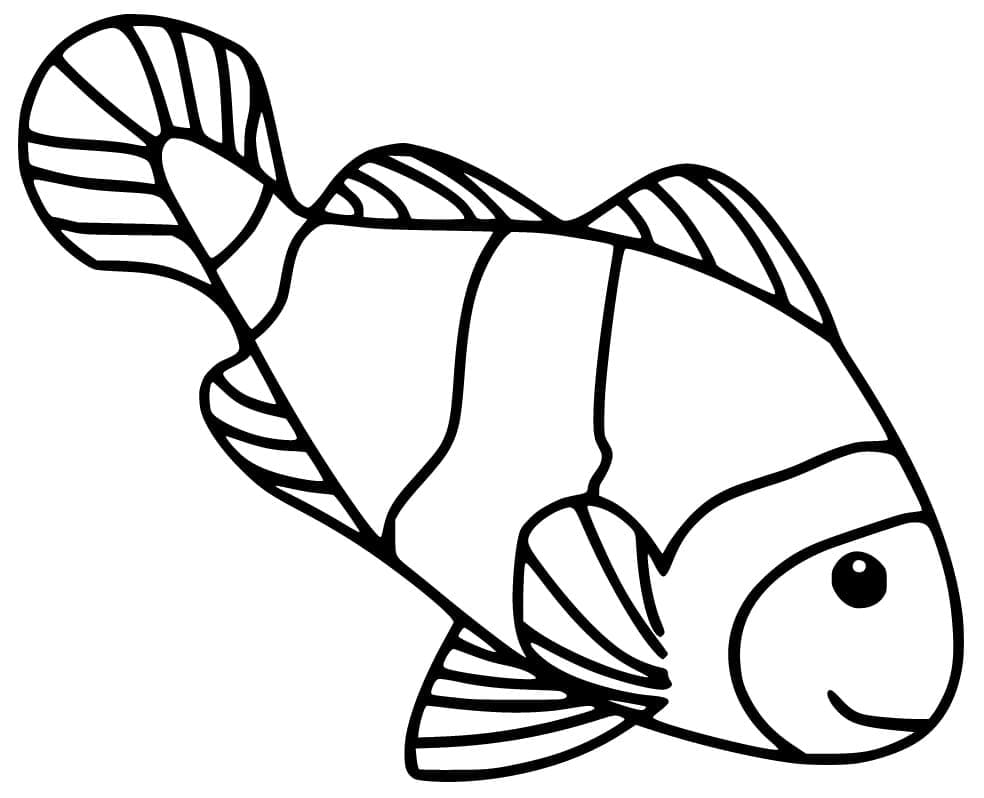 Desenho de Peixe Palhaço Animado para Colorir e Pintar