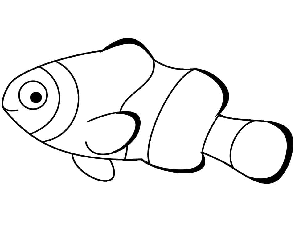 Desenho de um Peixe Palhaço Fofo para Colorir e Pintar