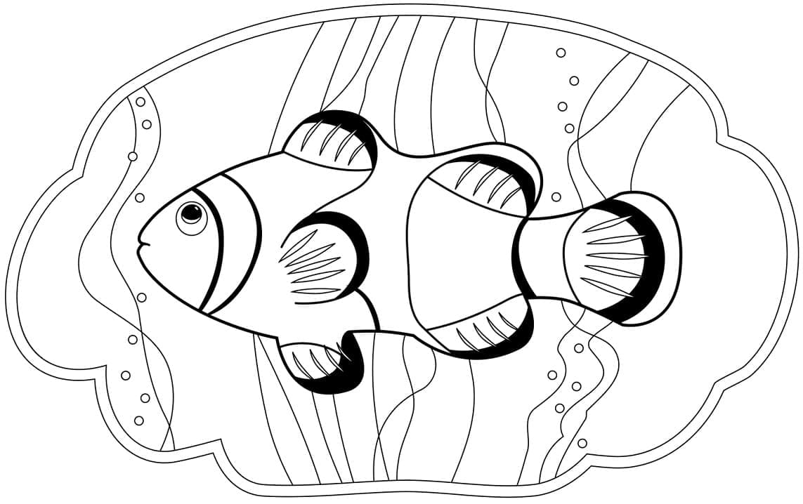 Desenho de um Peixe Palhaço para Colorir e Pintar