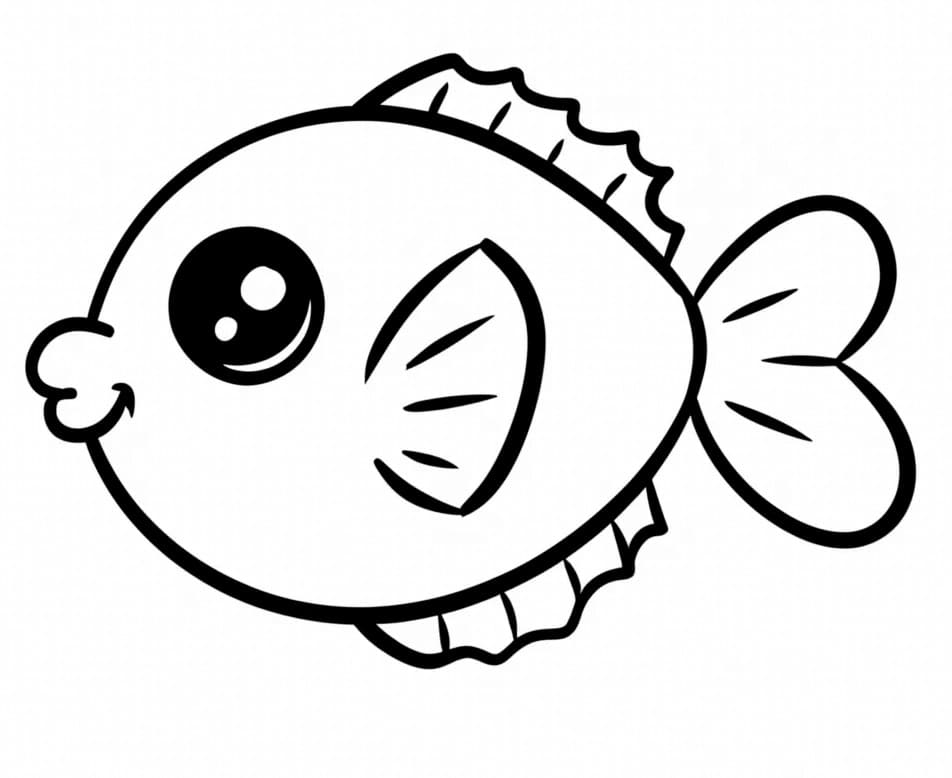 Desenho de Lindo Peixinho para Colorir e Pintar