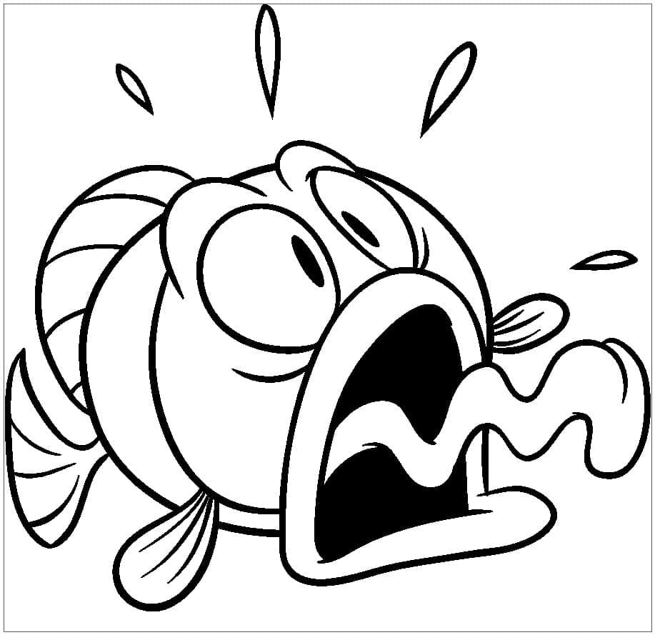 Desenho de Peixe Engraçado para Colorir e Pintar