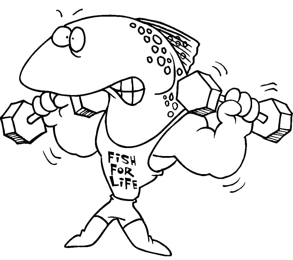 Desenho de Peixe Forte para Colorir e Pintar
