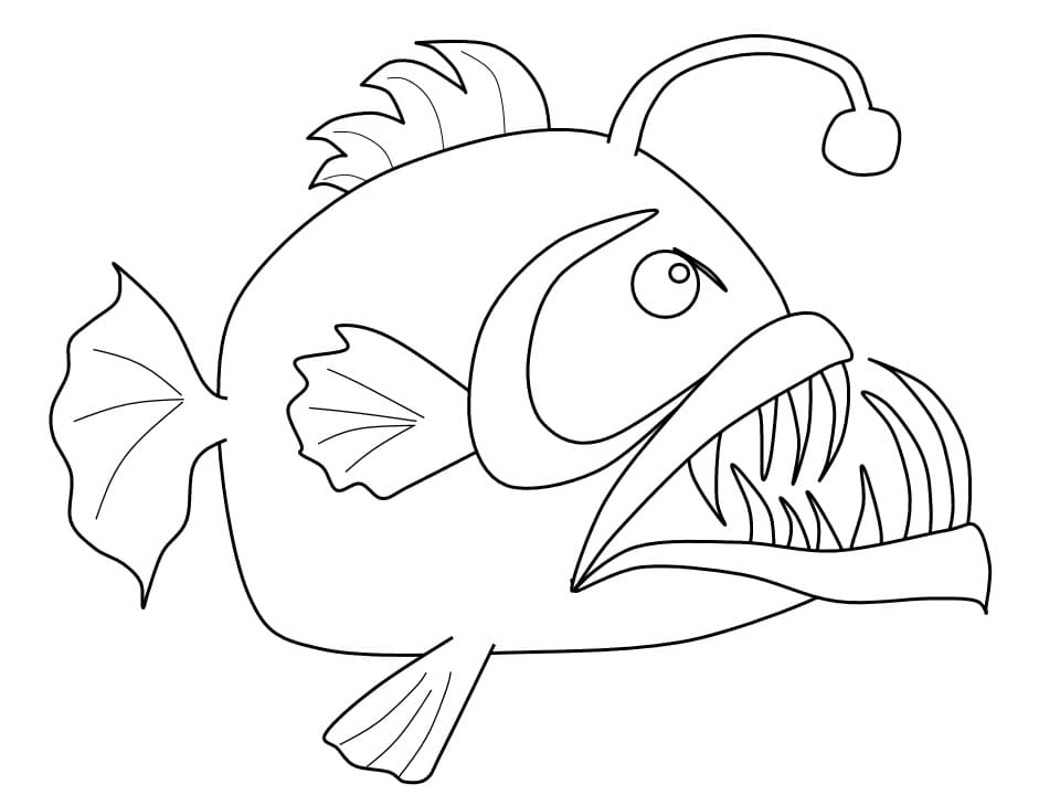 Desenho de Peixe Irritado para Colorir e Pintar