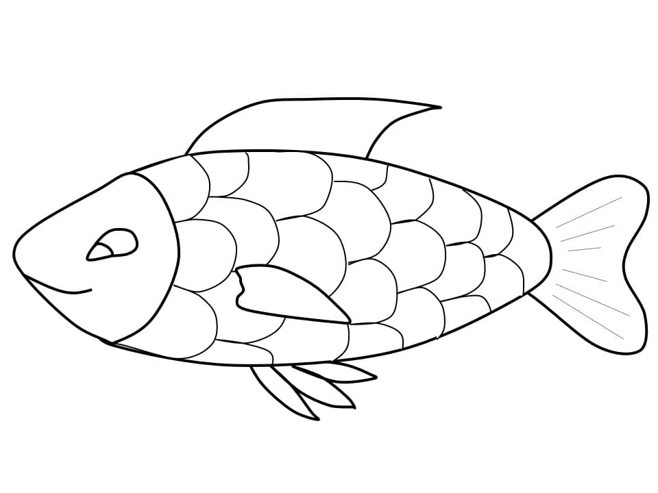 Desenho de Peixe Nadador para Colorir e Pintar