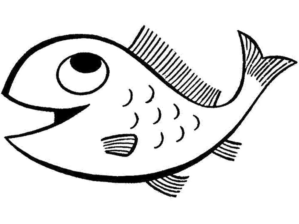 Desenho de Peixe Risonho para Colorir e Pintar