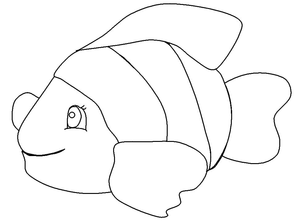 Desenho de Peixe Simples para Colorir e Pintar