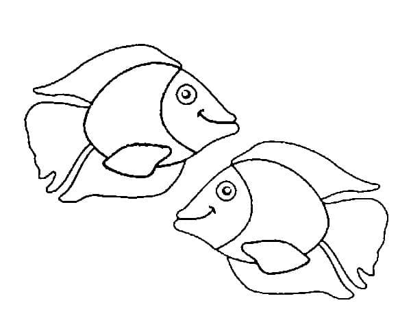 Desenho de Peixes Felizes para Colorir e Pintar