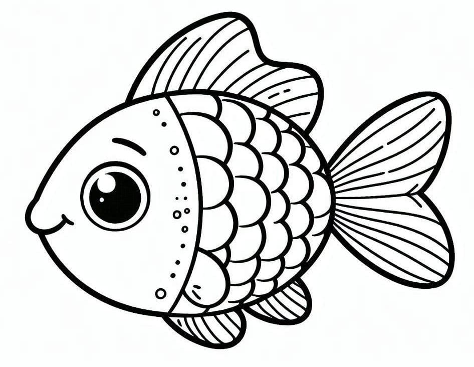 Desenho de Peixinho Feliz para Colorir e Pintar