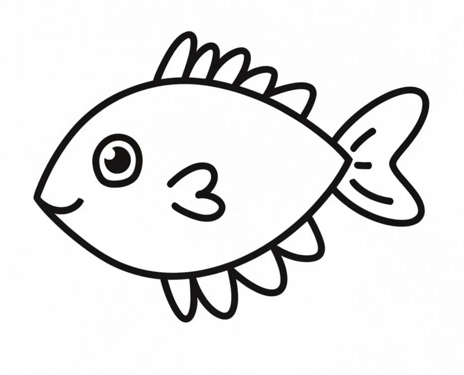 Desenho de Peixinho Simples para Colorir e Pintar