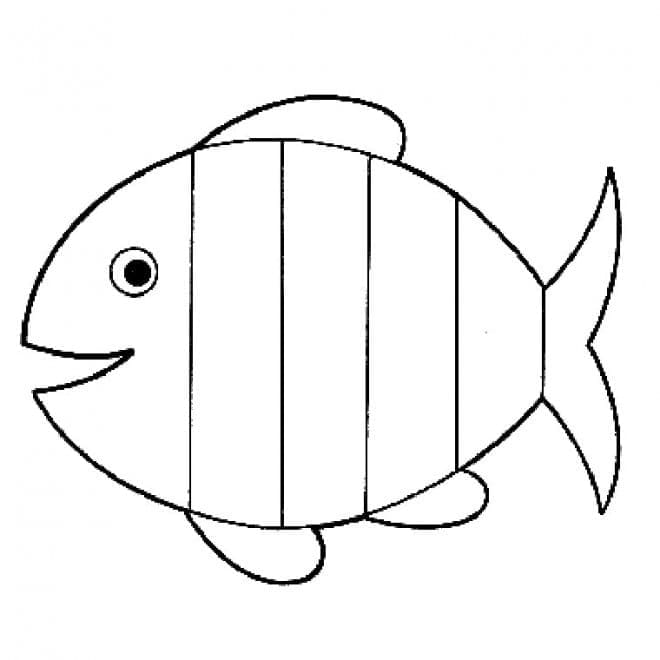 Desenho de um Peixe Alegre para Colorir e Pintar