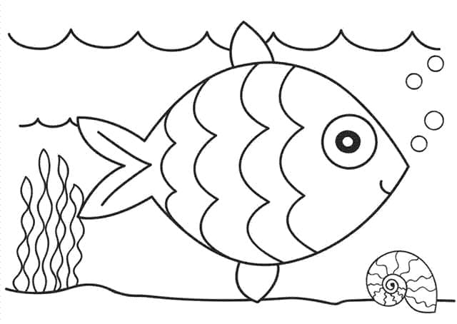 Desenho de um Peixe Muito Fofo para Colorir e Pintar