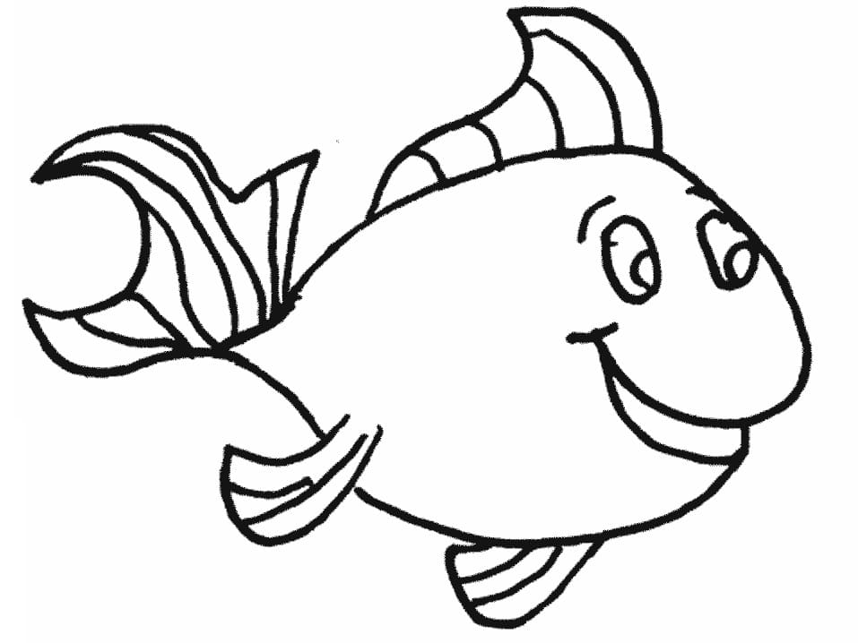 Desenho de um Peixe Sorridente para Colorir e Pintar