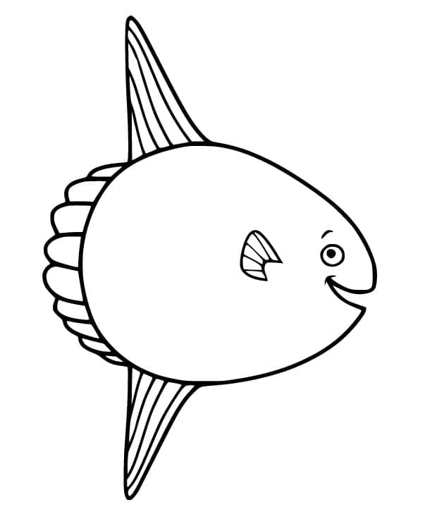 Desenho de um Peixe Lua Fofo para Colorir e Pintar