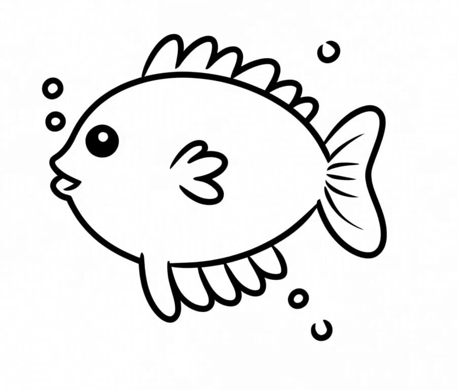 Desenho de um Peixinho Feliz para Colorir e Pintar