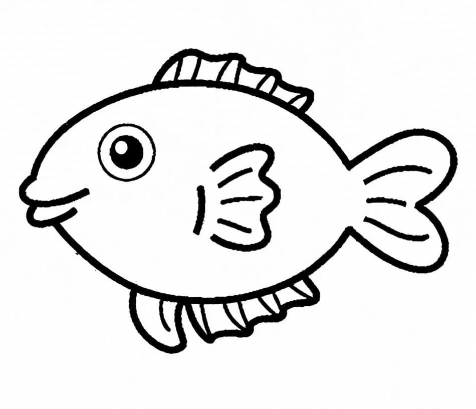 Desenho de um Peixinho Fofo para Colorir e Pintar