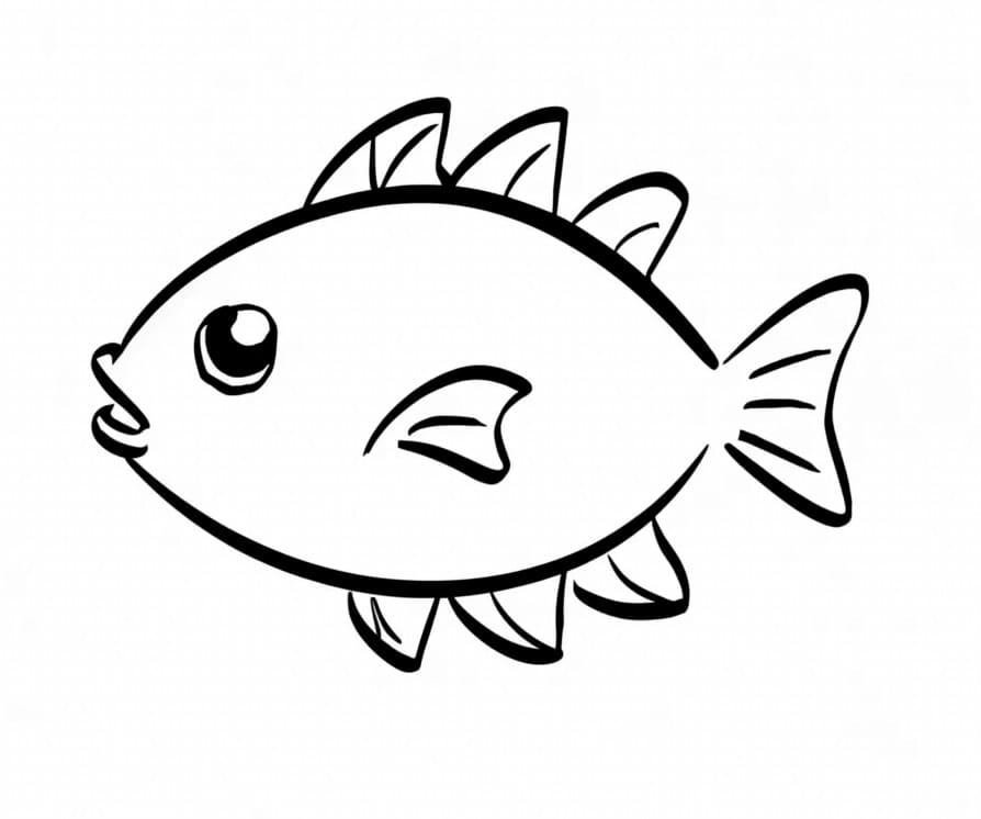 Desenho de um Peixinho para Colorir e Pintar