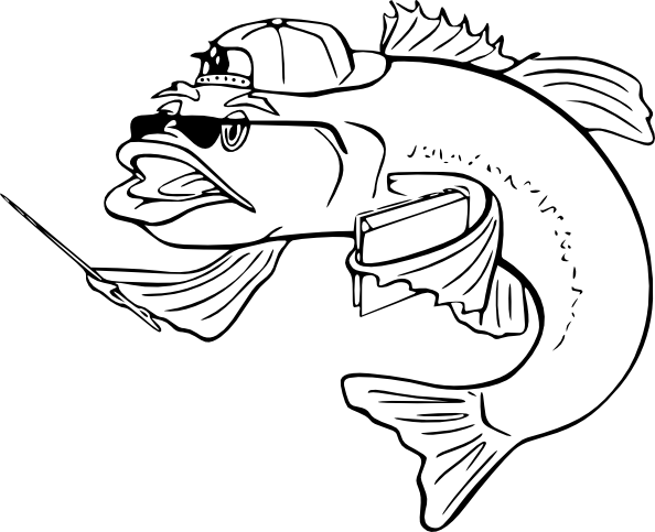 Desenho de Peixe Nadando para Colorir e Pintar