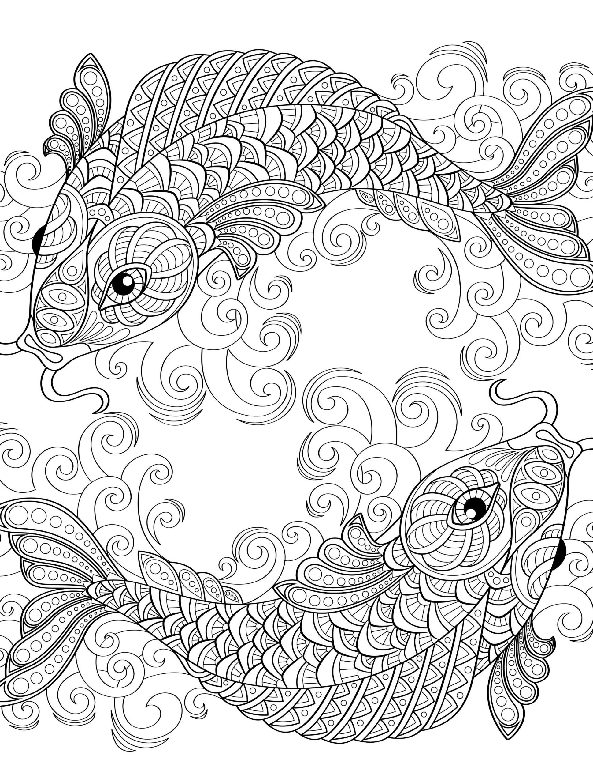 Desenho de Peixe Tropical para Colorir e Pintar