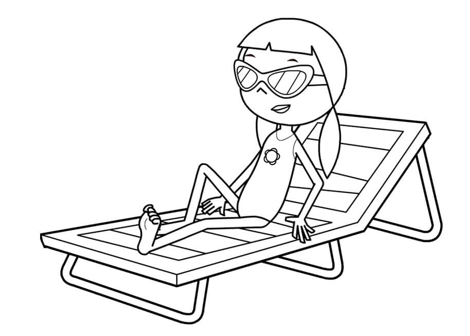 Desenho Imprimivel da Marina Pegando Sol de Peixonauta para Colorir e Pintar