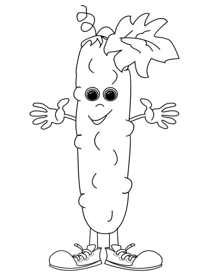 Desenho de Pepino Grátis para Colorir e Pintar