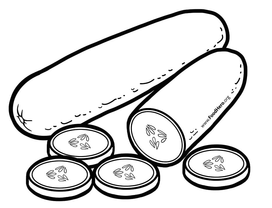 Desenho de Pepino para Imprimir e Baixar e Pintar