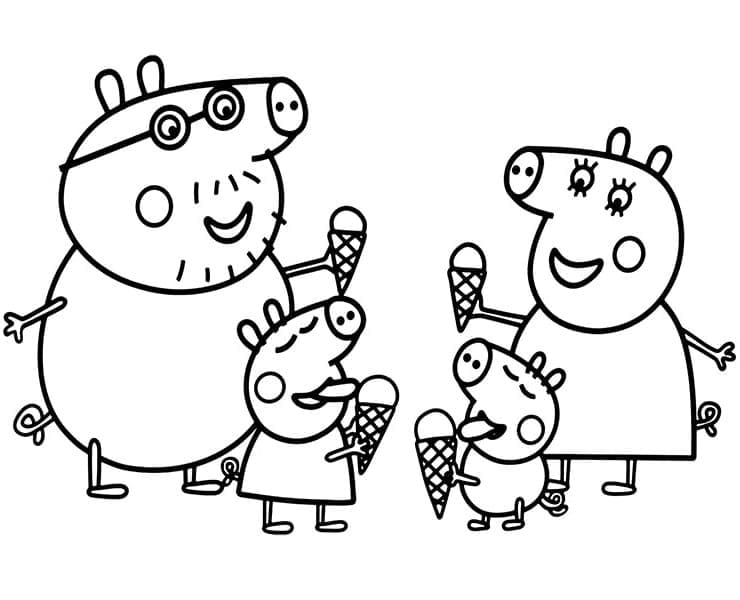 Desenho de a Família da Peppa Pig para Colorir e Pintar
