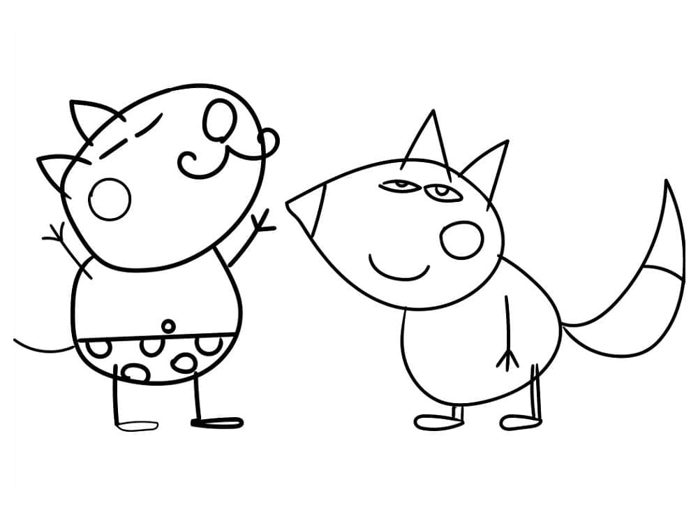 Desenho de Amigos de Peppa Pig para Colorir e Pintar