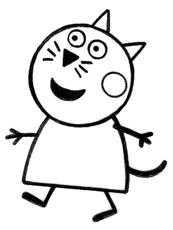 Desenho de Candy Gato de Peppa Pig para Colorir e Pintar