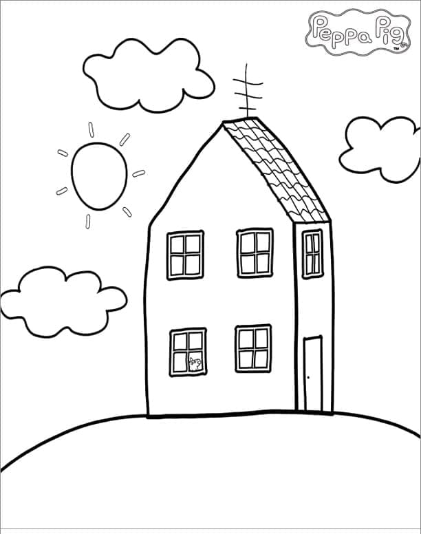 Desenho de Casa da Peppa Pig para Colorir e Pintar