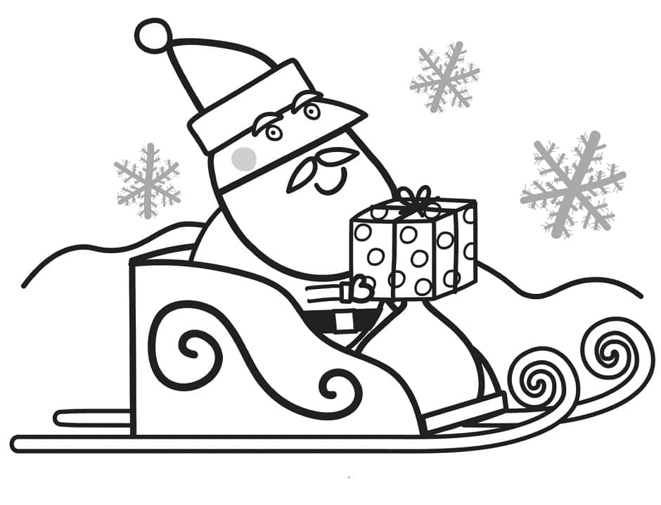 Desenho de Papai Noel de Peppa Pig para Colorir e Pintar