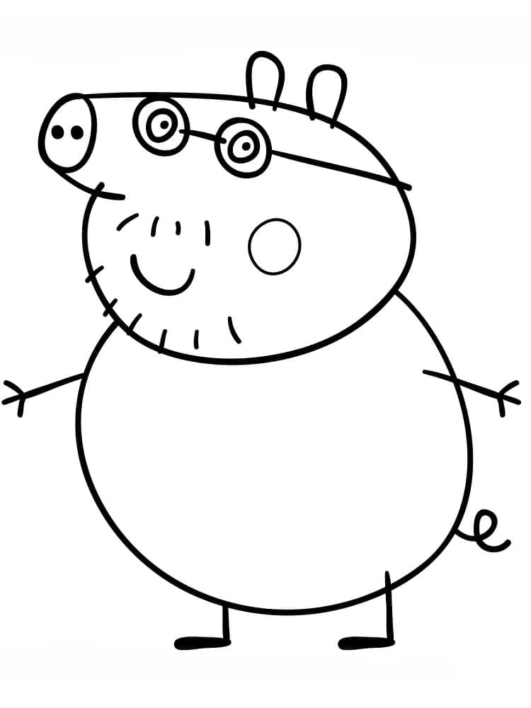 Desenho de Papai Pig de Peppa Pig para Colorir e Pintar