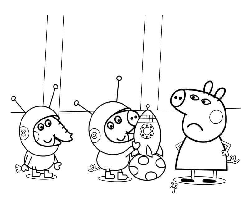 Desenho de Peppa Pig Mal Humorada para Colorir e Pintar