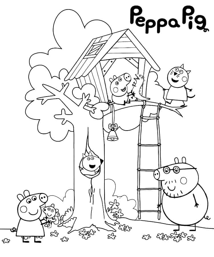 Desenho de Peppa Pig e Amigos para Colorir e Pintar