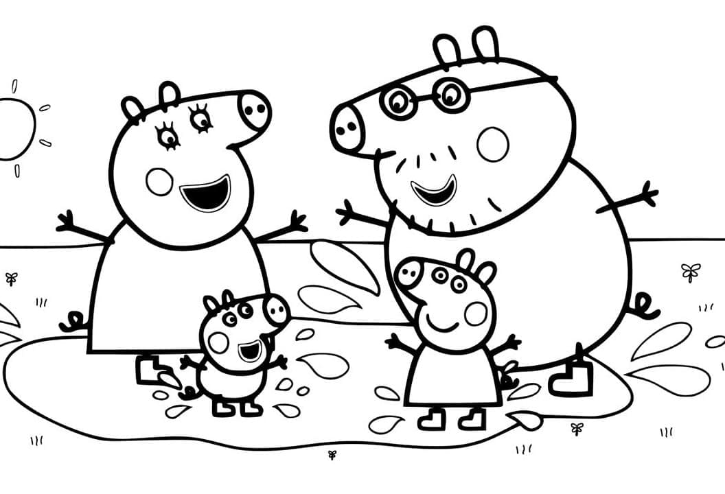 Desenho de Peppa Pig e Família para Colorir e Pintar