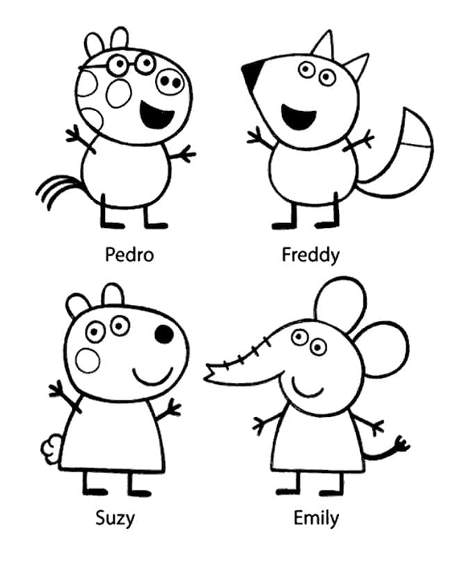 Desenho de Personagens de Peppa Pig para Colorir e Pintar