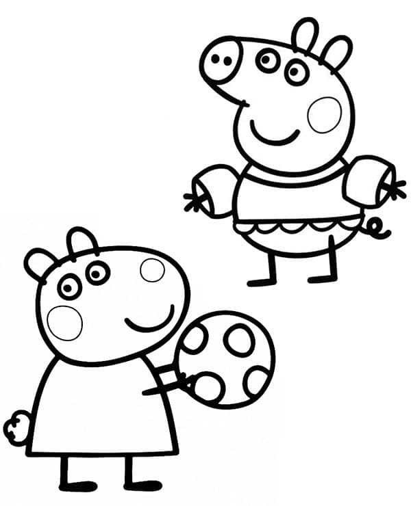Desenho de Suzy e Peppa Pig para Colorir e Pintar