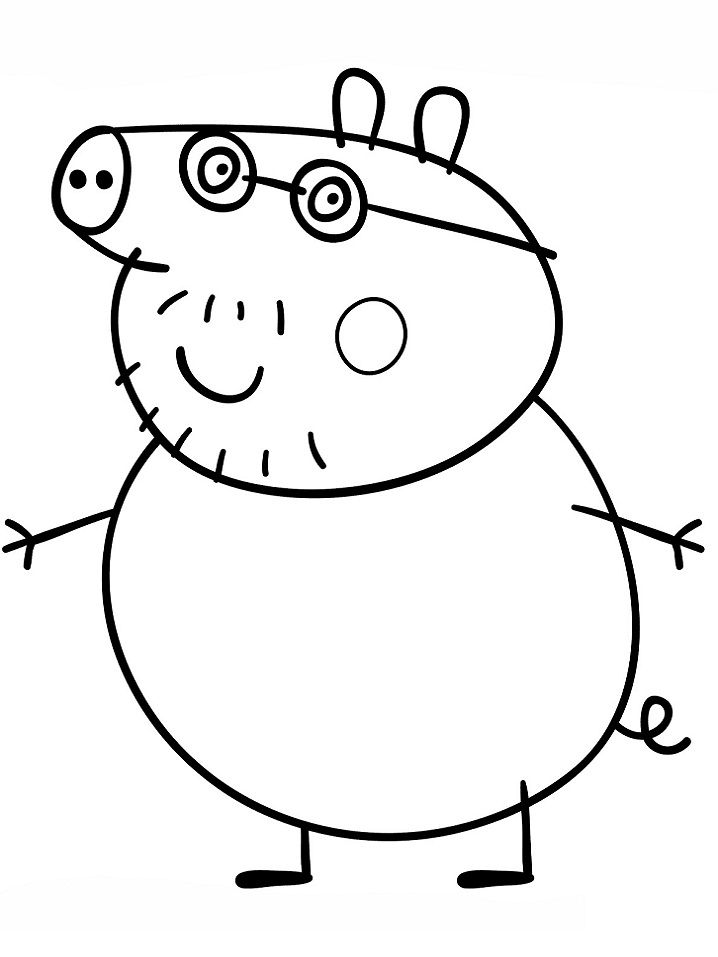 Desenho de Papai Pig para Colorir em Pdf e Pintar