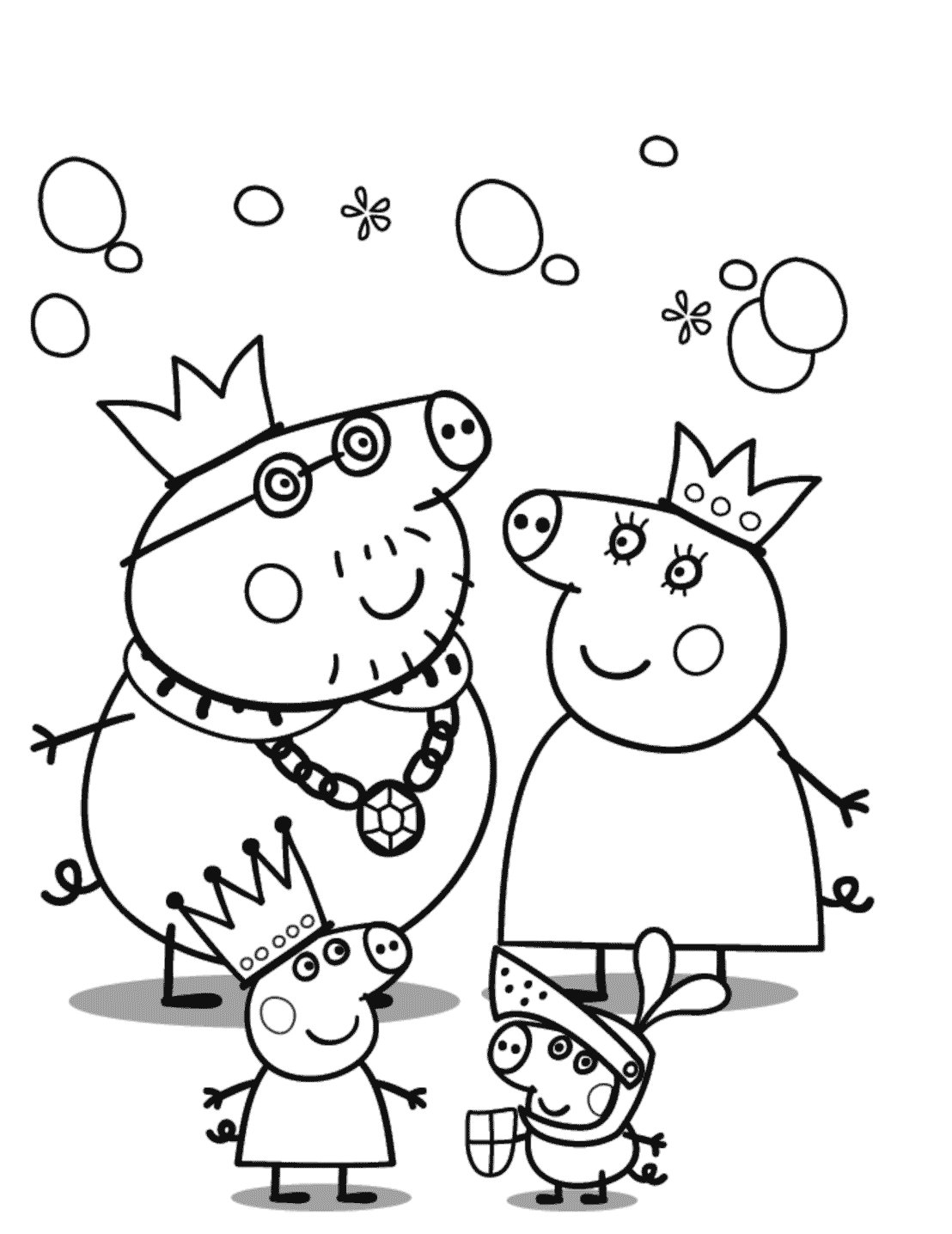 Desenho de Peppa Pig Família Real para Colorir Grátis e Pintar