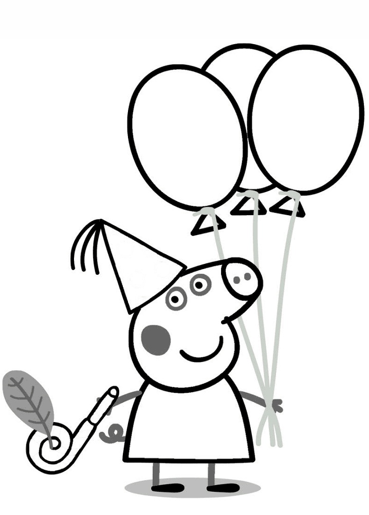 Desenho Pdf da Festa de Aniversário da Peppa Pig e Pintar