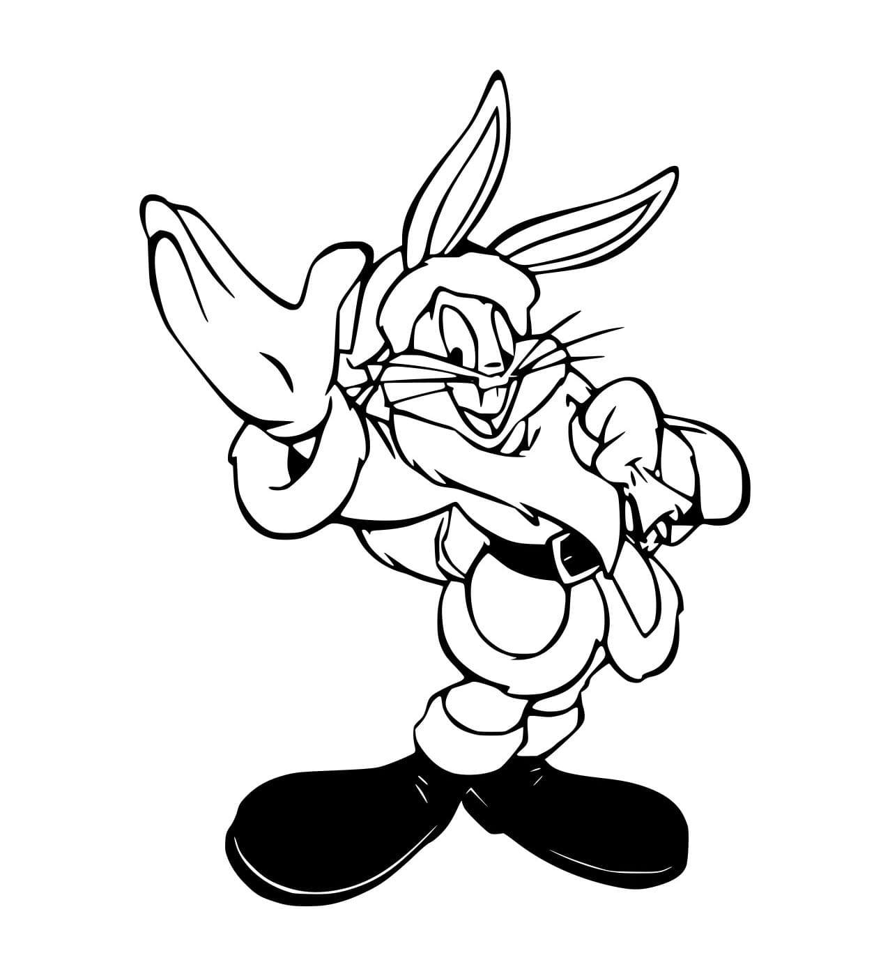 Desenho de Papai Noel Pernalonga Coelho para Colorir e Pintar