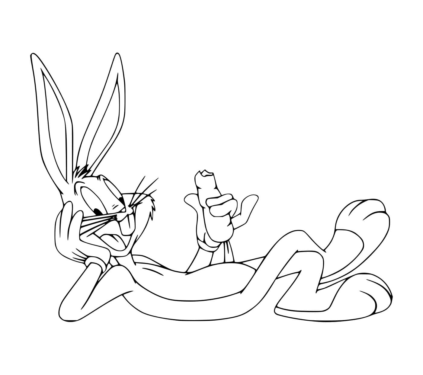 Desenho de Pernalonga Comendo Cenoura para Colorir e Pintar