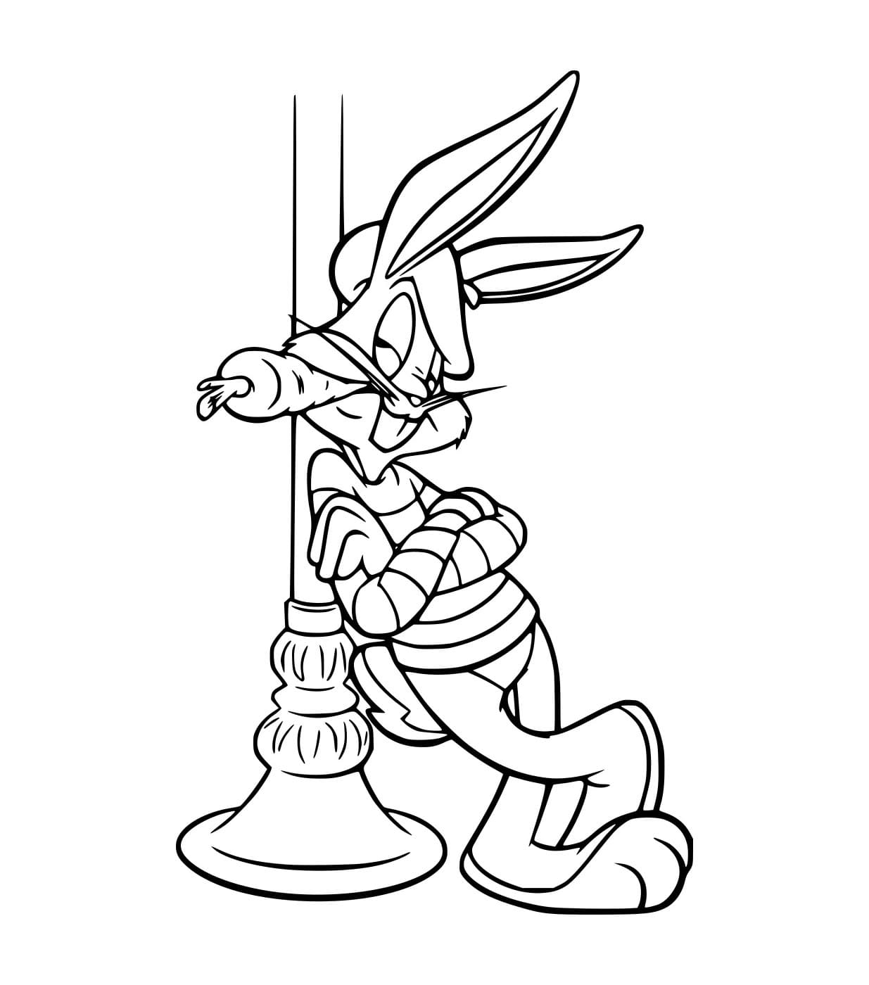 Desenho de Pernalonga no Pano Listrado para Colorir e Pintar