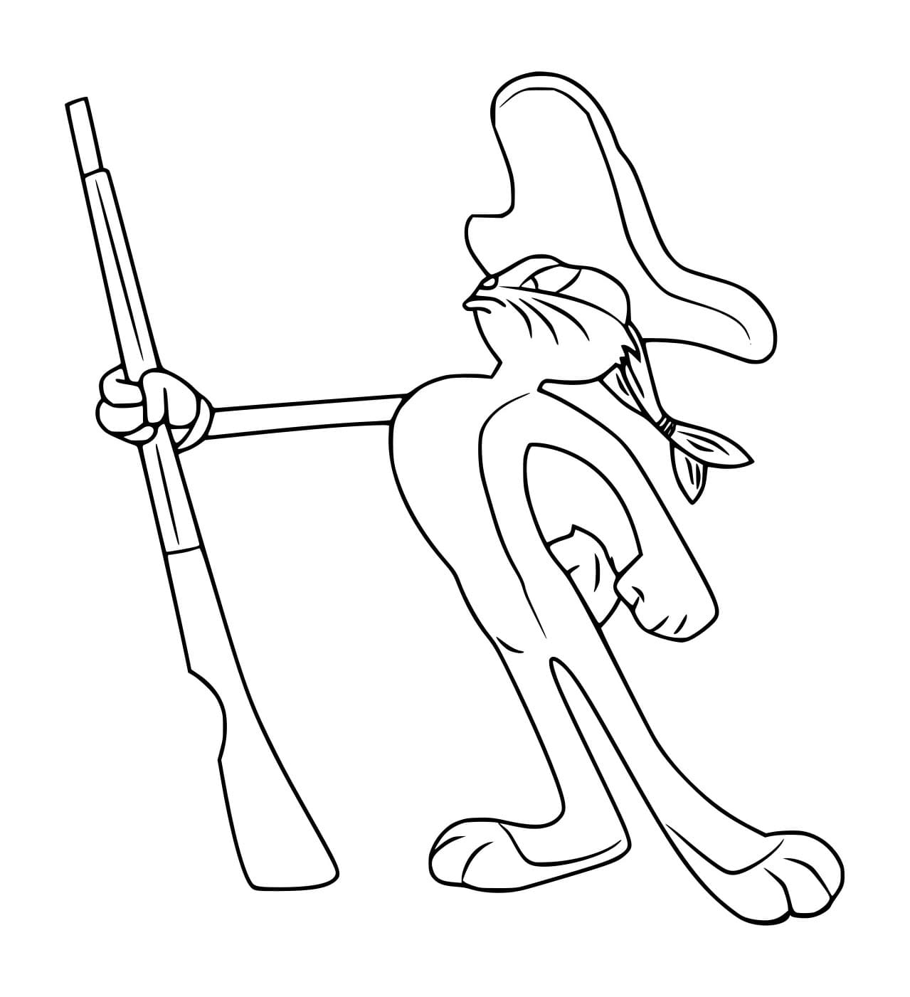 Desenho de Pernalonga Segurá uma Armá para Colorir e Pintar