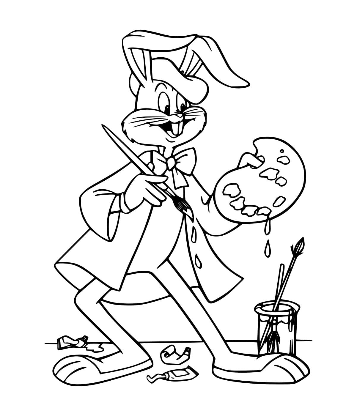 Desenho de Pintor Pernalonga para Colorir e Pintar