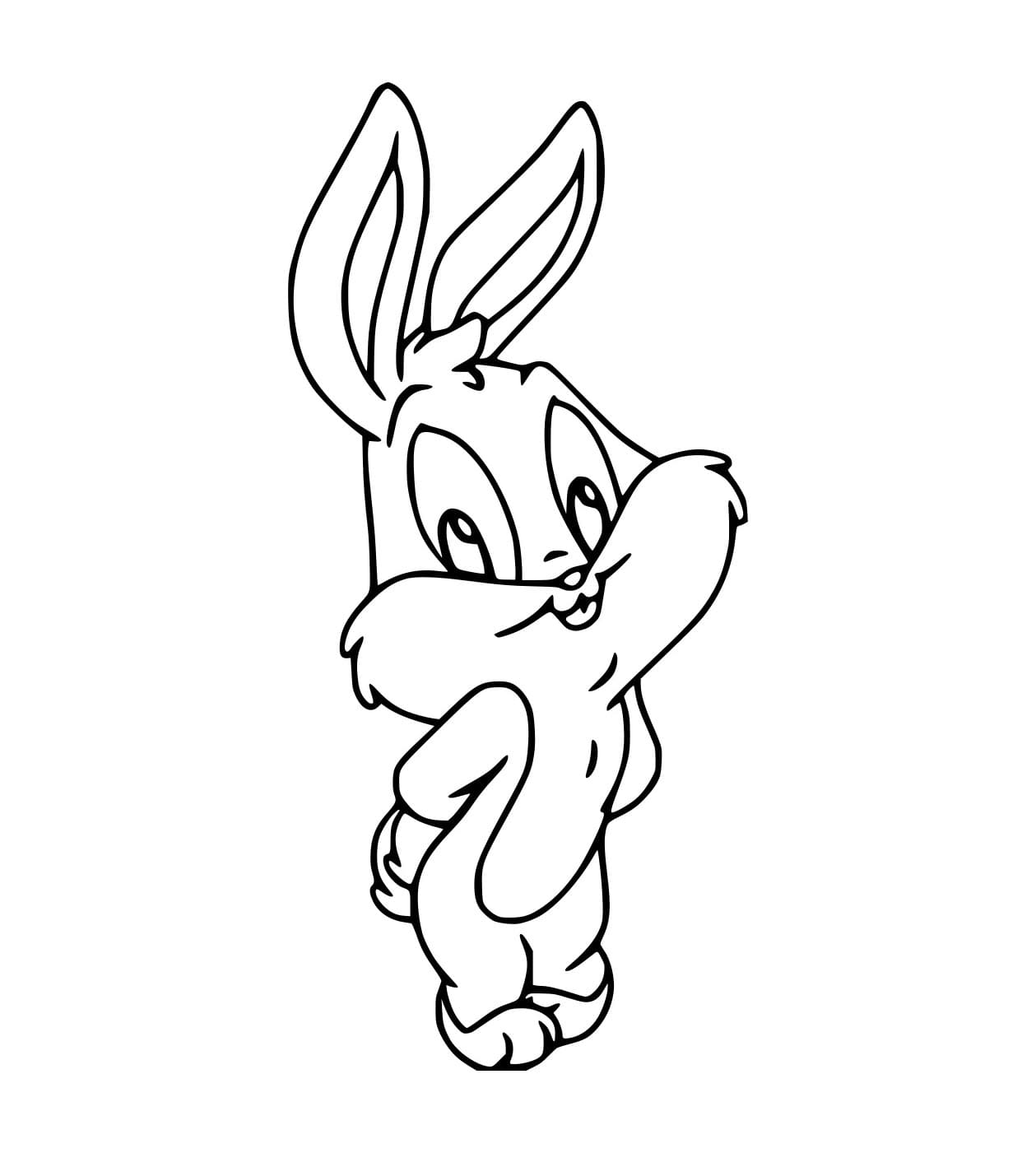 Desenho de Coelho Pernalonga Bebê Simples para Colorir e Pintar