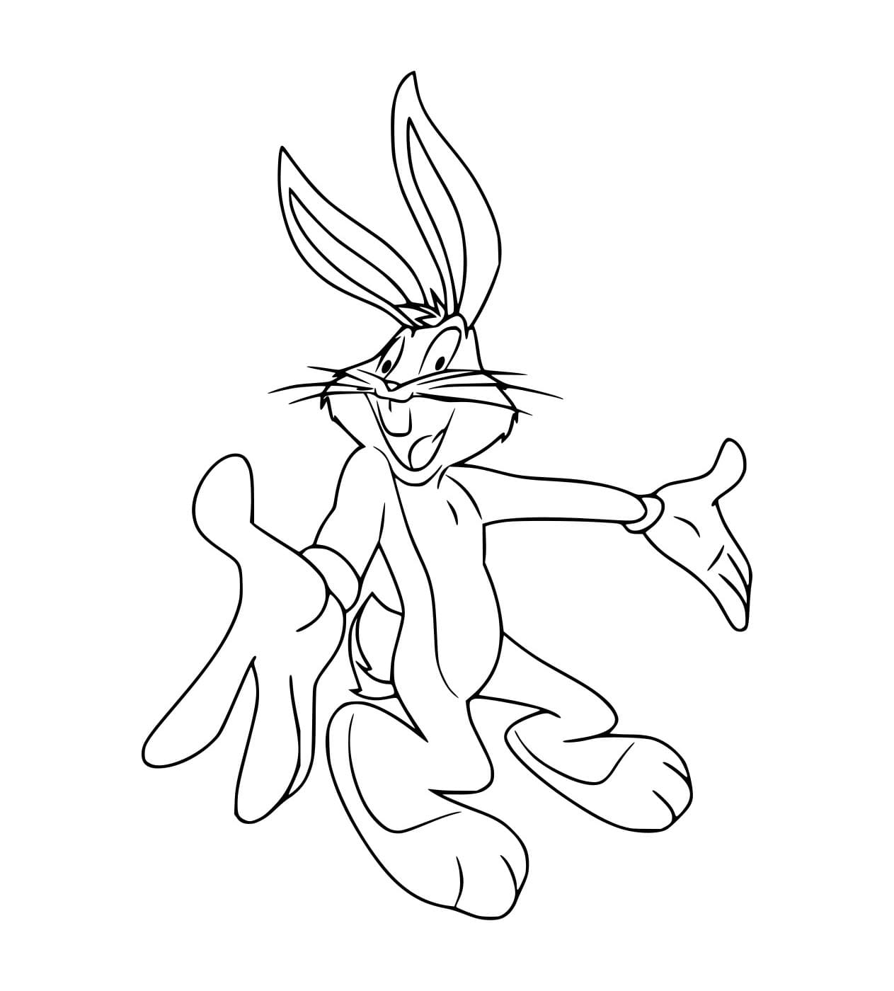 Desenho de Pernalonga Estendê as Mãos para Colorir e Pintar