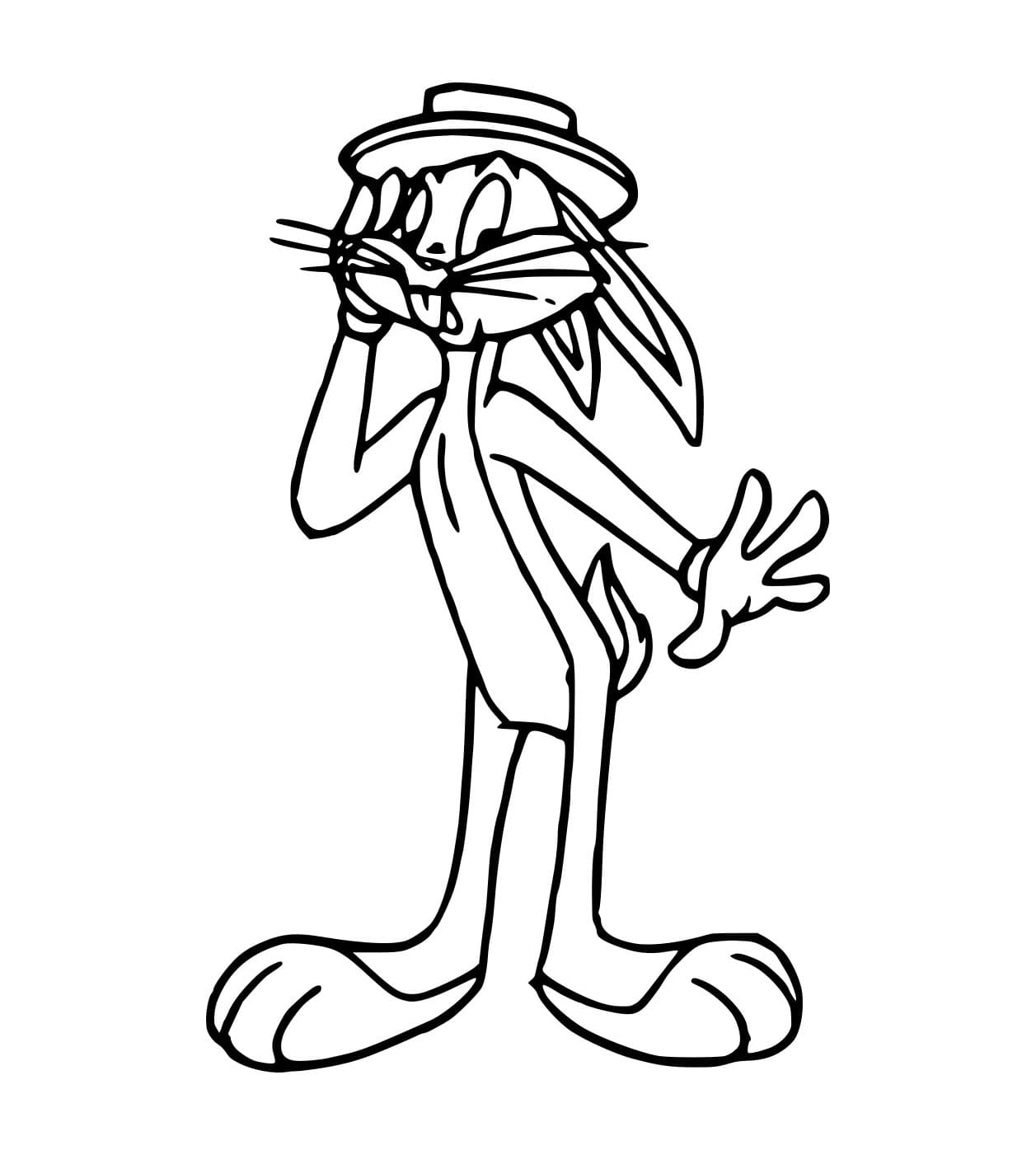 Desenho de Pernalonga no Chapéu para Colorir e Pintar