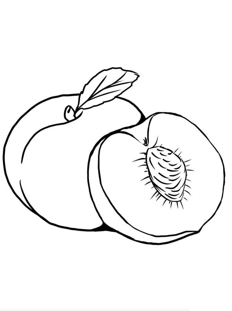 Desenho de Pêssego Fruta para Colorir Online e Pintar